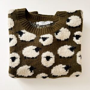 Olive and Cream Patterned Women's Sweater